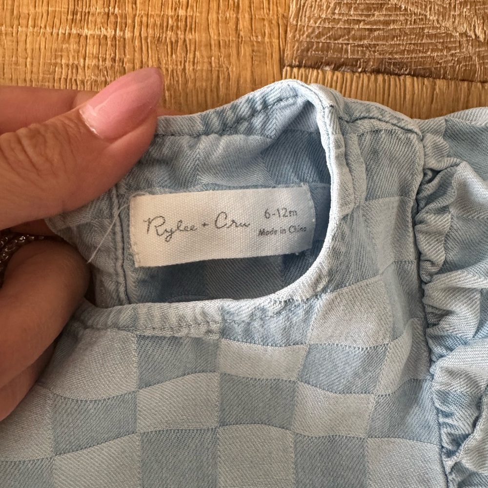 Rylee & Cru Checker Denim Bubble Rumper - Picture 3 of 3